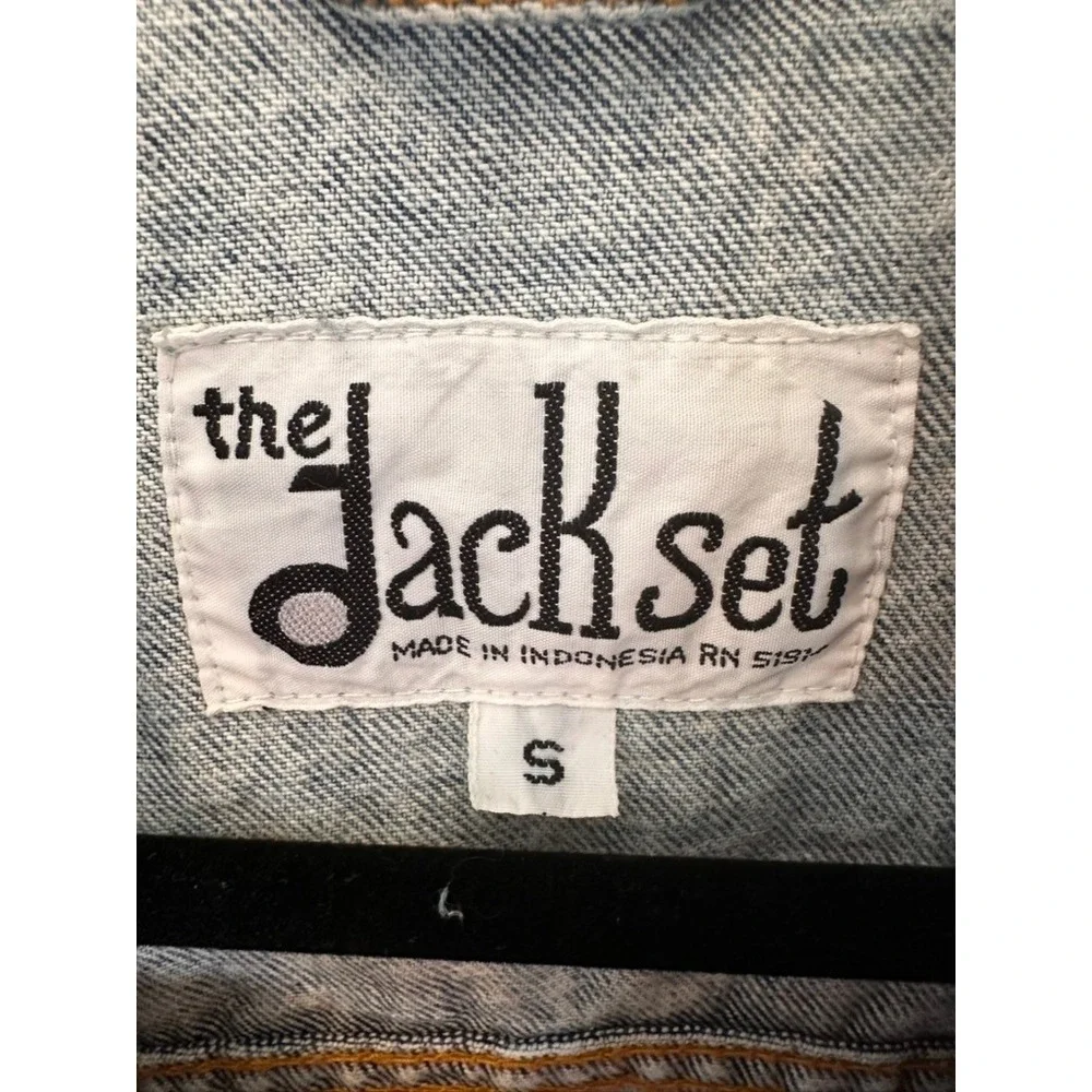 The Jackset Womens Acid Wash Denim Jacket Blue Vintage Style Oversized Small‎